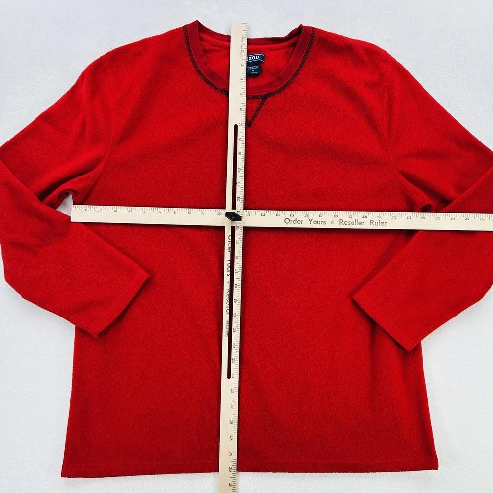 IZOD Pullover Sweater Mens XL Red Fleece Long Sleeve Crewneck Classic Warm Top